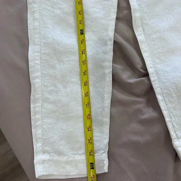 ENZA COSTA • White Women Elastic Drawstring Linen Pants•L/32 waist w/ Stretch • - Picture 8 of 11